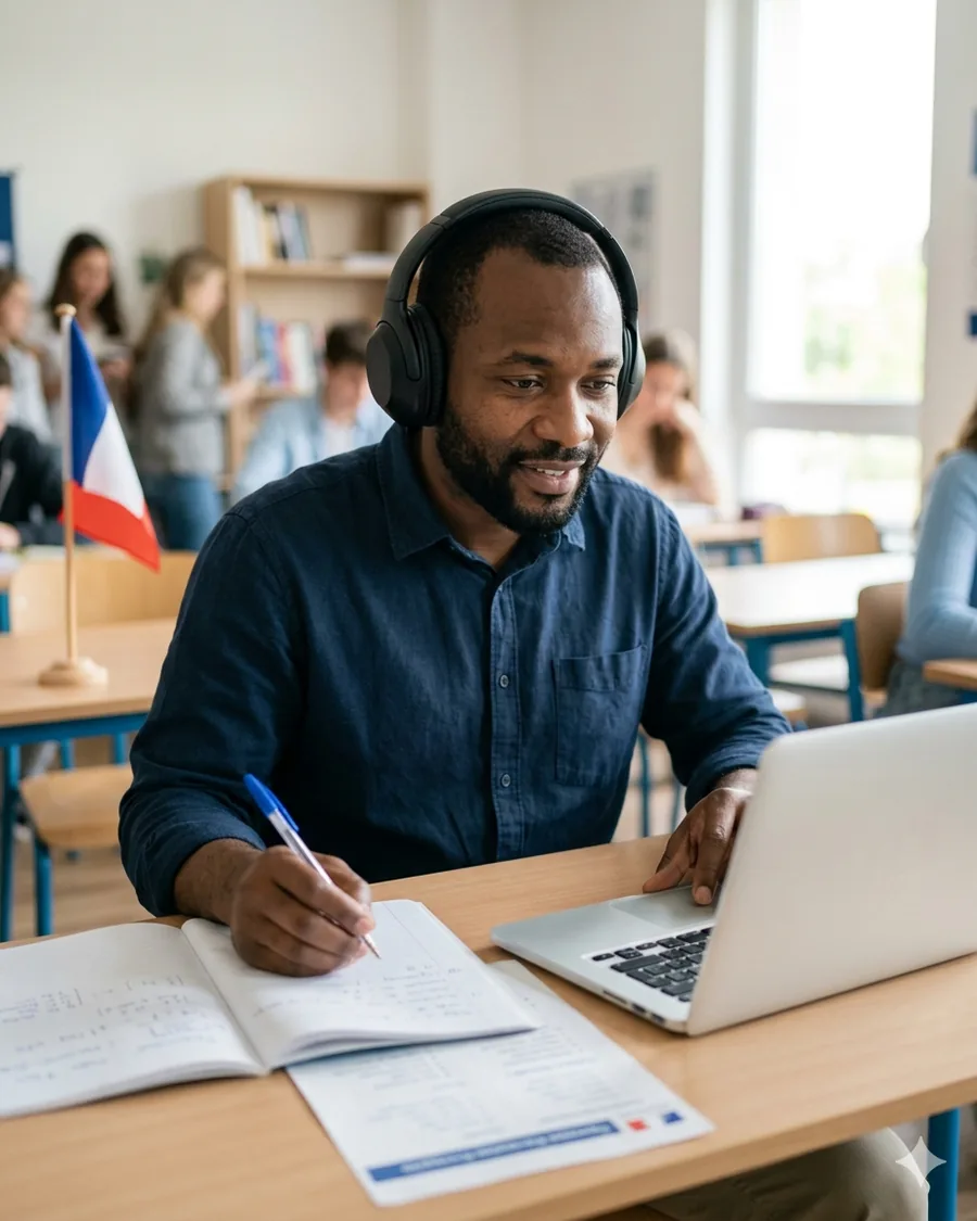 Candidat préparant le test de français TCF